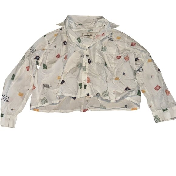 Sosom Riva White Long Sleeve Pajama Shirt Women's 1 Small S - Picture 1 of 8